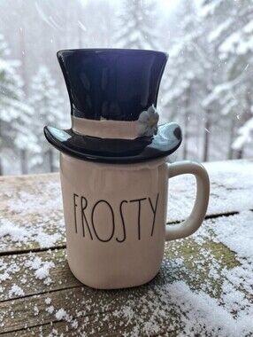 Rae Dunn Ceramic "Frosty the Snowman" Mug With Top Hat Lid